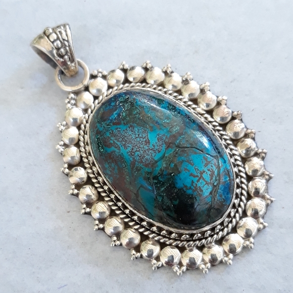 Rare Malachite, Azurite & Chrysocolla Pendant - Picture 3 of 8